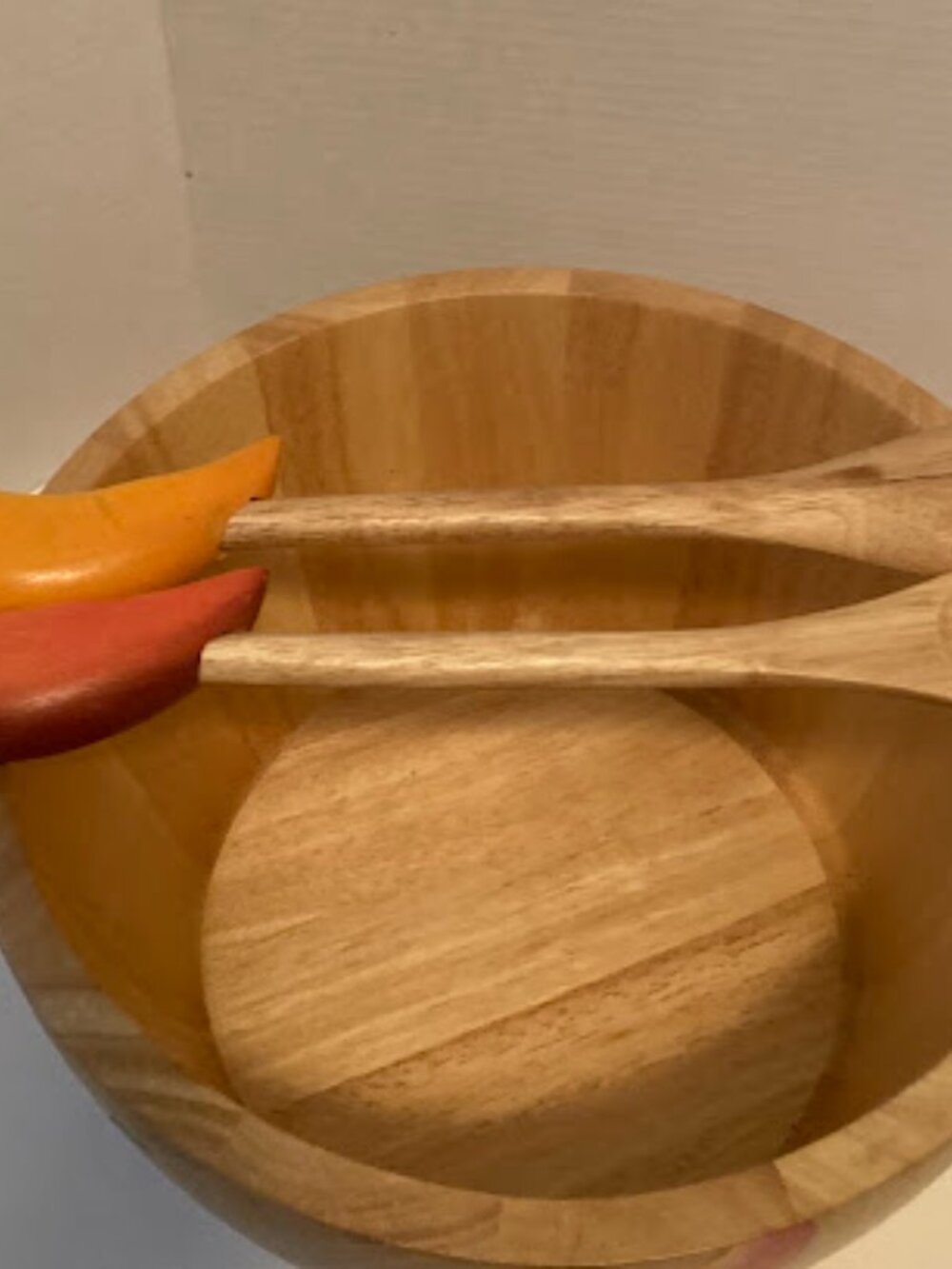 Clay Art Hand Painted Chili Peppers Wooden Bowl